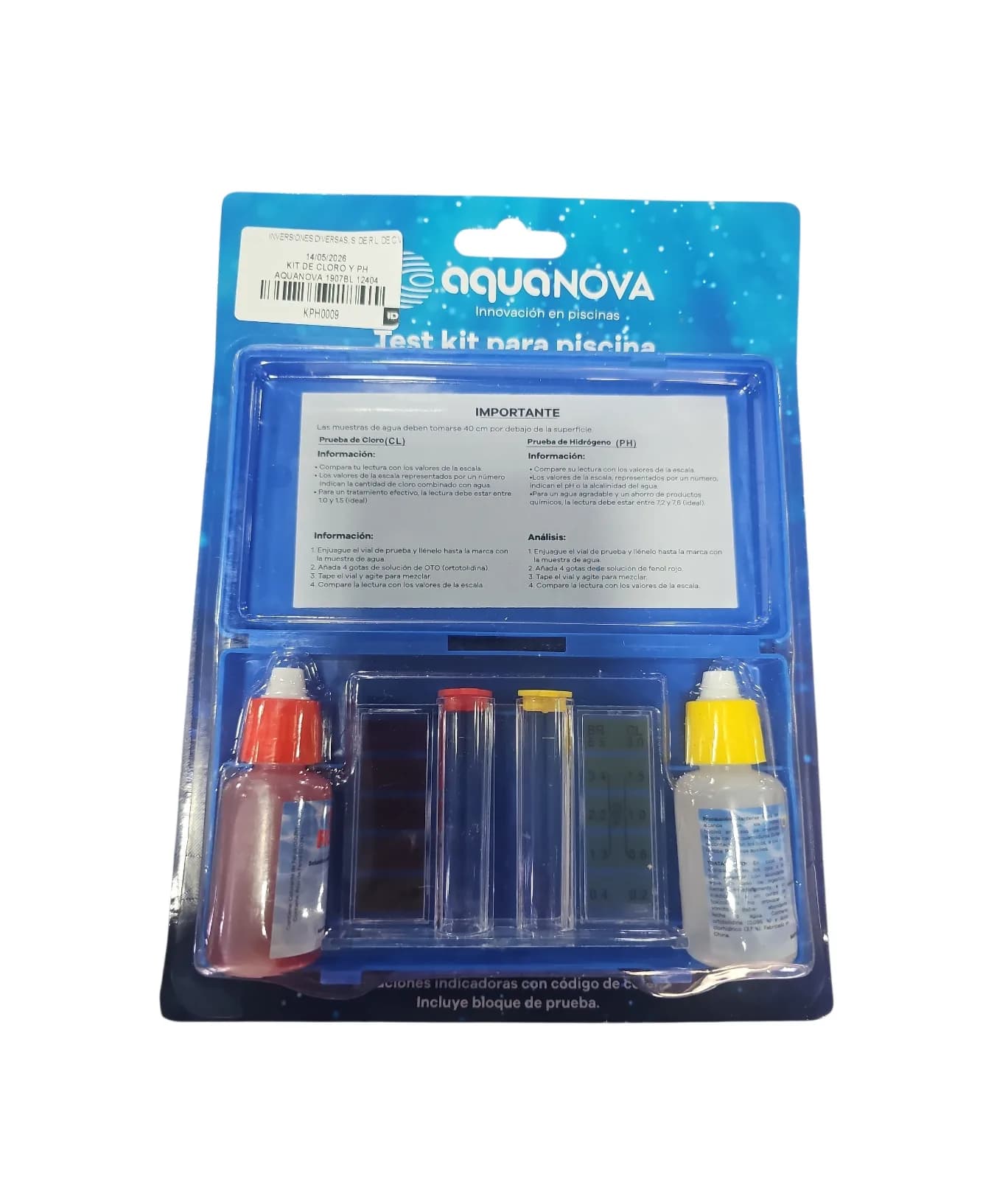 KIT DE CLORO Y PH AQUANOVA 1907BL 12404
